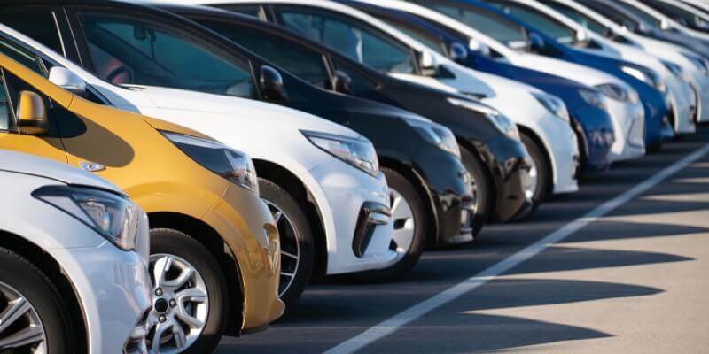 Row of cars parked