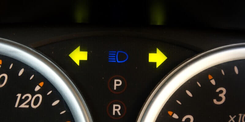 Indicator lights displayed on drivers dashboard